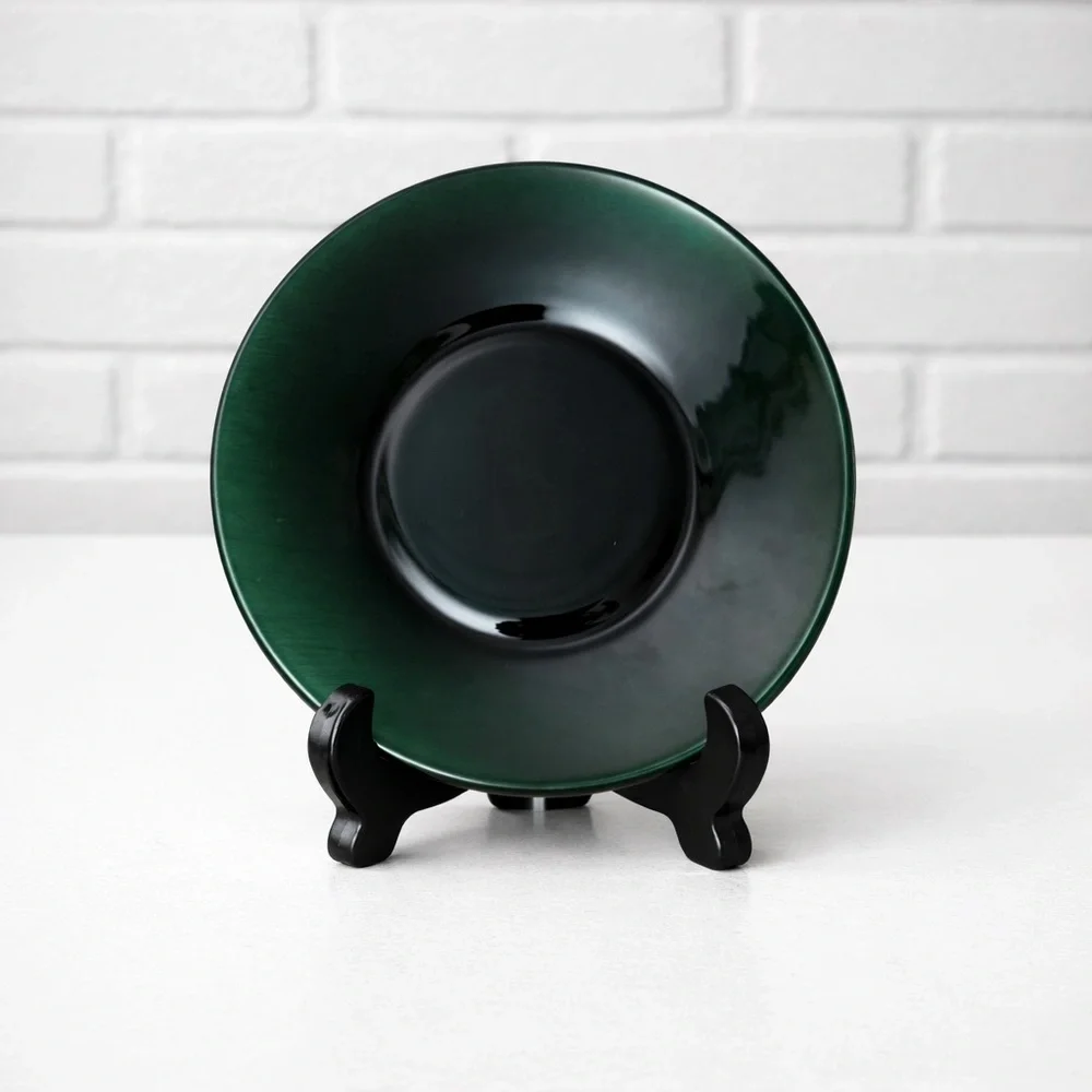 Set of 6 Vintage Emerald Green Glass Salad Plates-Mid Century Modern MCM